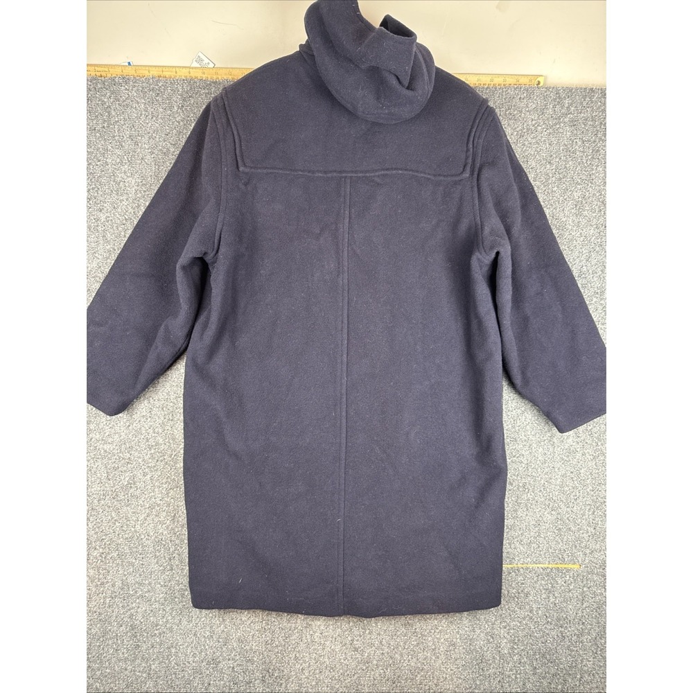 Vintage LL Bean Pea Coat Size 16 Navy Blue Wool Hooded Plaid Lining Made In USA - Picture 7 of 16